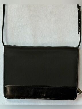 Discontinued Bosca Newport Crossbody Organizer Travel Purse Black Nylon Leather
